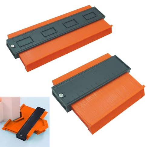 Colore Arancione Strumento per la Marcatura del Pavimento,Profilometro con Graduazioni,Strumento di Misurazione Duplicatore di Contorni,Duplicatore di Profilo, Regalo Uomo Papà Compleanno(25+12cm)