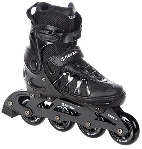 RAVEN Expert Inline Skates Inliner für Kinder und Erwachsene verstellbar (Black, 40-43 (25,5-28cm))