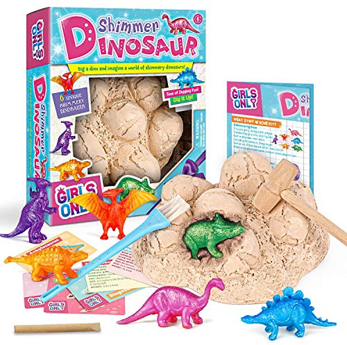 Byncceh Großes Dino Ausgrabungsset mit 6 Glitzer Dinosaurier Figuren zum Ausgraben – Dinosaurier Eier Spielzeug für Kinder ab 6 Jahre – Perfekt für Dino-Geburtstagsparty oder Festgeschenke