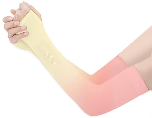 Long Keeper Manicotti Braccia Anti UV Manicotti Uomo Donna Estivi Manicotti Ciclismo Uomo Copri Tatuaggio Per Sport Aperta Ciclismo Guida Corsa (Rosa Giallo)