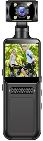 XUMIUZIY Cámara de Acción Portátil, Cámara Deportiva WiFi 4K HD con Lente Giratoria de 180°, Pantalla HD de 1.3, 135° Ultra de Ancho, Linterna LED, Control de App, para Viajar