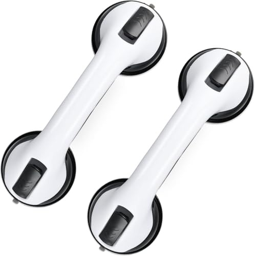 Laven & Ivory Suction Grab Bars for Bathtubs and Showers (2-Pack) – Heavy Duty Shower Handles for Seniors, Elderly, Bathroom Safety Handrails – No Drilling, Waterproof, Removable Grip Support
