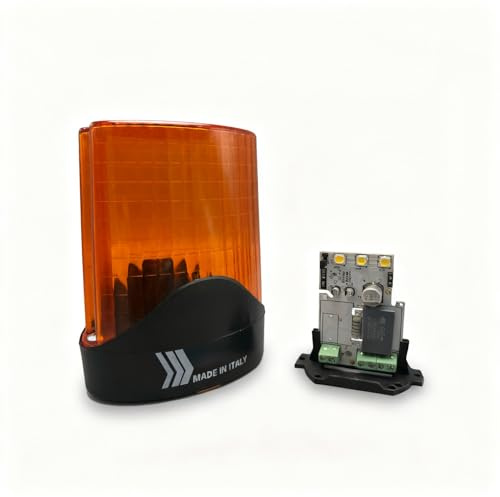 Glac Store LED-Blinklicht, Wave, Signalleuchte für automatische Tore, 230 VAC/12-24 V AC/DC, 14 x 10,7 x 6,7 cm, Orange