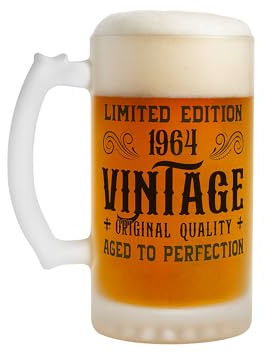 SelfHold Personalised Stein Beer Glass | Add Your Own Photo, Text, Name, Logo on 16oz Beer Stein Glass with Frosted Coating | Christmas Customized Gift for Men, Business or Personal Use