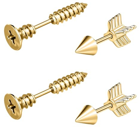 ZS 16G 6 mm korta skivstångsörhängen – rostfritt stål allergivänliga broskpiercing skivstång för helix, tragus, lobe – 2 par med silikonskivor, Rostfritt stål