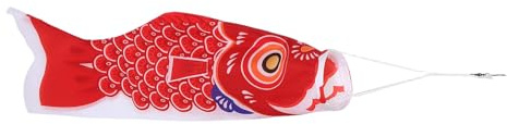TOBBOMEY Bandiera Giapponese a Forma di Carpa Koinobori Rossa 100 CM, Manica a Vento Tradizionale Resistente Telaio Rinforzato, Decorazione da Giardino per Esterni e Feste Culturali
