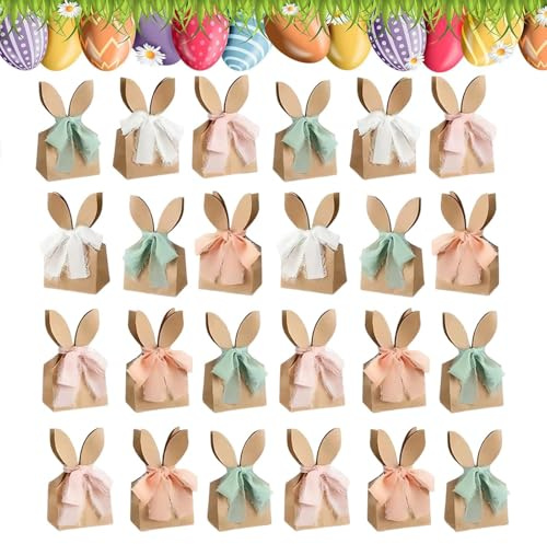 Easter Bunny Bags, Pack of 24 Boho Dried Flowers - Rustic Rabbit Bags in Bulk, with Dried Flowers for Easter, Birthday, Garden, Gatherings, Egg Hunt, Home, School, Living Room
