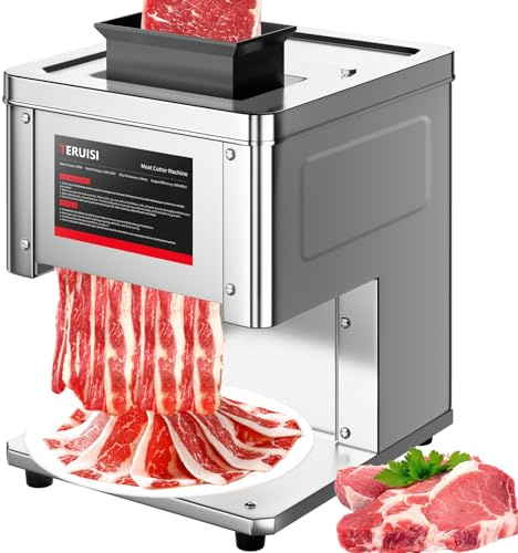 Meat Cutter Machine, 950W Electric Slicer Cutting Machine with 450LBS/H Slicing Output, 3.5mm Commercial Meat Slicer with Removable Blade for Boneless Pork Chicken Soft Vegetables, TDK Model