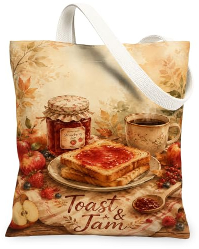 Toast Sac fourre-tout en toile, rustique et confortable pour confiture Marron 33 x 38 cm