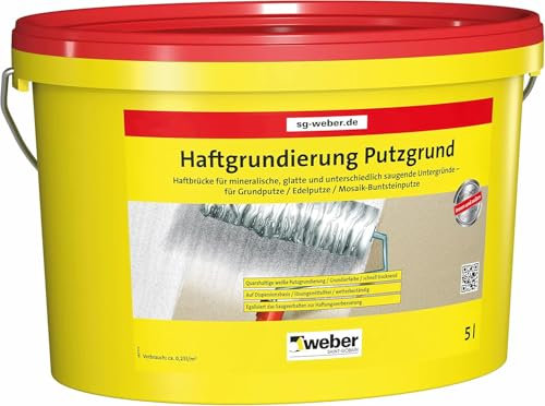WEBER | Haftgrundierung Putzgrund 5 Liter | schnell trocknend, lösungsmittelfrei & wetterbeständig | für Renovierungsarbeiten | Grundputz Edelputz Haftvermittler