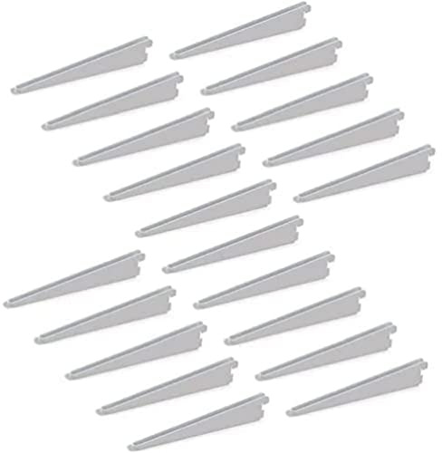 Emuca 7908712 Équerres d'étagère pour rail double perforation pas 32mm, blanc, 270mm, Set de 20 pièces