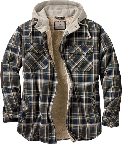 Legendary Whitetails Camp Night Berber Chaqueta de Franela con Capucha y Forro para Hombre, Large
