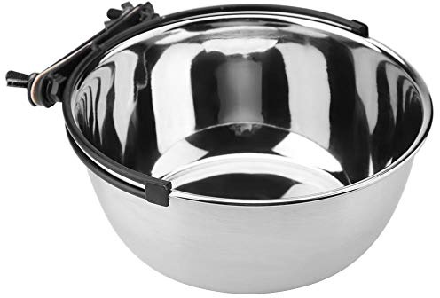 Stainless Steel Fixed Hanging Dog Crate Food and Water Bowls with Hook for Dogs, Cats, Puppies (M)