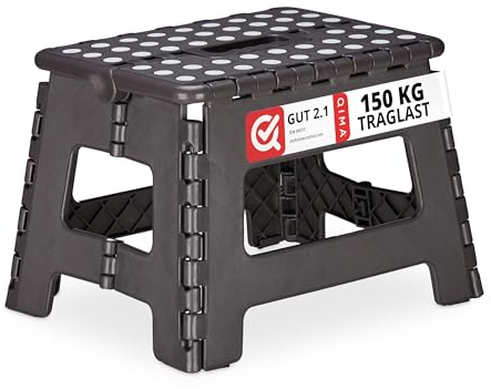 Relaxdays Klapphocker faltbar, Camping Hocker, Kinder Badhocker, bis 150 kg, Kunststoff, HxBxT: 22 x 35 x 28 cm, grau, Dunkelgrau