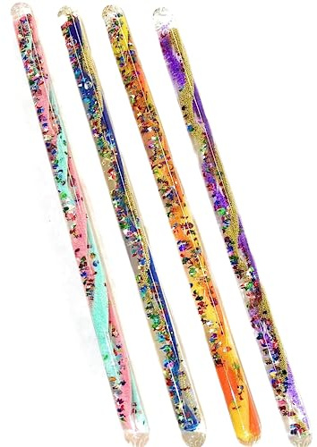 Star Magic Wand - Spiral Glitter Wand Wonder Wand Tube for Halloween Costume Accessory Princess Fairy Wizard Pretend Play 11 (4-Pack)