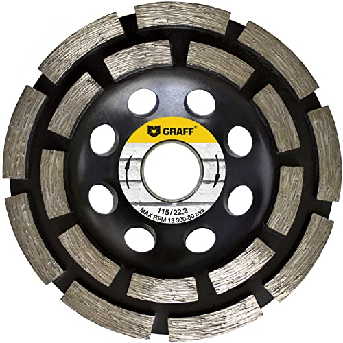 GRAFF Disco Desbaste Diamante 115 mm - Muela Disco de Diamante para Hormigón Piedra Azulejos Granito Mampostería - Muela Amoladora para Amoladoras Angulares