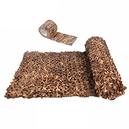 Touguqing Red de Camuflaje Militar 2 Capas Red de Camuflaje del Desierto 2x3m 3x4m 5x6m 6x8m con Cinta de Camuflaje para Caza Ocultarse Toldo Exterior Decoración Jardín Gazebo(Size:3×3M/9.8×9.8FT)