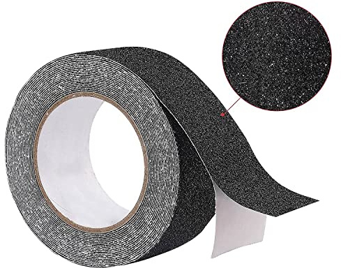 Fruitlet® Cinta Adhesiva Antideslizante Escaleras 5 m x 2,5 cm, Cinta Antideslizantes Suelo Negras, Alta Tracción Fuerte Apretón Abrasivo, Cinta Antideslizante Seguridad para Exteriores y Interiores