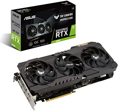 ASUS TUF Gaming NVIDIA GeForce RTX 3080 V2 OC Edition (10GB GDDR6X, PCIe 4.0, HDMI 2.1, DisplayPort 1.4a, Dual Ball Bearings, Military-Grade Certification, GPU Tweak II)