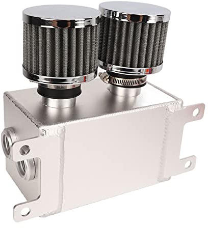 Kit de Tanque de Captura de Aceite, 1200ml Filtro Dual Universal AleacióN de Aluminio Kit de Lata de Captura de Aceite con Filtro de Motor de CC Grande (Plata)
