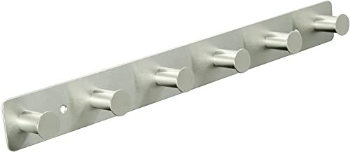 YUET Percheros Pared con 6 ganchos, Toalla Gancho Adhesivos Perchas de Montaje en Pared Acero inoxidable Colgadores de Puerta para Entrada, Cocina, Baño (6 Ganchos, Plata)