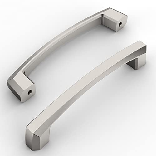 Amerdeco 10 Pack Brushed Satin Nickel Cabinet Pulls 4 Inch(102MM) Hole Centers Kitchen Cabinet Handles Hardware Kitchen Handles for Cabinets Cupboard Handles Drawer Pulls ZH0032