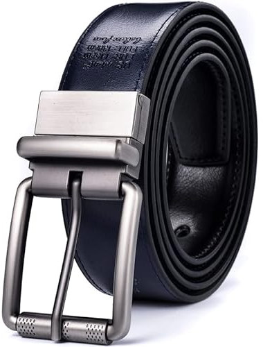 BOLEXA Gürtel mit Schnalle für Herren Wendegürtel aus Leder for Herren, 34 mm, Kleid, lässig, Golf, mit Rollschnalle, eine Rückseite for 2 Farben (Size : 75cm (Waist 60cm), Color : Black)