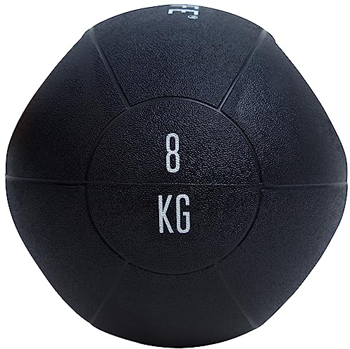 TITAN LIFE PRO Medicine Ball 8 kg DB Grib. Schwarz. Professionelle Medizinball. Langlebige, hochwertige Gummioberfläche. Zwei Griffe.