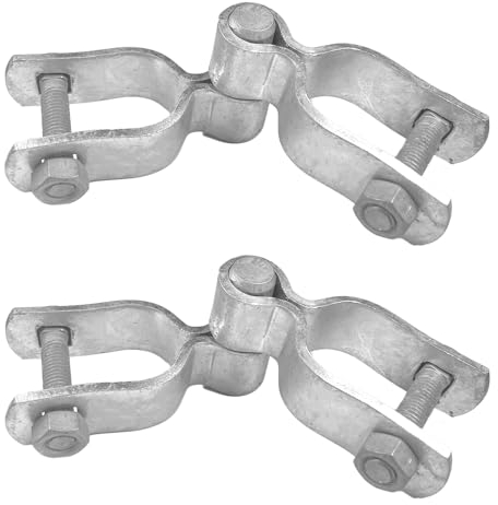 [Pack of 2] 1-5/8 x 1-5/8 Chain Link Fence Gate Post Hinge Kit, Galvanized Steel Heavy Duty Gate Hinges, Include 2 PCS Female Gate Frame Hinge, 2 PCS Male Gate Post Hinge, Bolts & Nuts Included