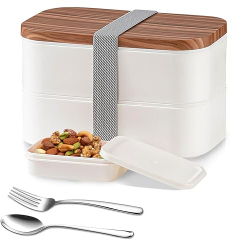 Yalucky Bento Box Erwachsene Japanisch 1600ml mit Fächern Stapelbare Brotdose Lecksichere Meal Prep Boxen Lunchbox Jausenbox Erwachsene for Office