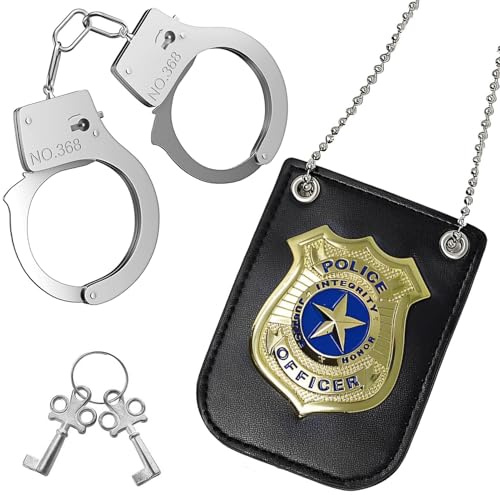 Huahuanghui Costume de Police,Set d'accessoires de Costume de Police,Menottes, Insignes, Costume d'officier de Police,fête d'Halloween Jeu de rôle Cosplay,Jouets de Police