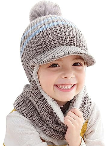 2–6 Jahre Kinder Wintermütze Mit Ohrenklappen Und Schal Baby Jungen Mädchen Kleinkind Schalmütze Kinder Mütze Winter Mädchen Strick Mützen Und Schal Schlupfmütze Kleinkind