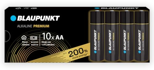 BLAUPUNKT AA Piles alcalines Premium, Paquet de 10, idéales pour Les contrôleurs de Jeux et Les Jouets, LR6BPR/10CB