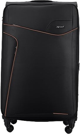 Solier Reisekoffer – Koffer mit 4 Rollen - Leicht Tourister Trolley - Rollkoffer mit Zahlenschloss - Groß Reisetrolley (SCHWARZ/KOFFEE, M)