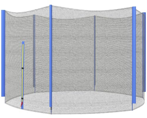SPORTNOW Filet de Remplacement pour Trampolines 8 Poteaux Droits | Filet de Sécurité pour Trampolines, Rond, Entrée Zippée