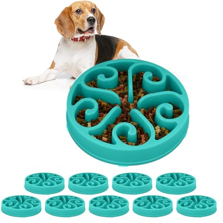 Relaxdays 10 x Anti Schling Napf, Futternapf für Hunde, Ø 30 cm, für langsames Fressen, spülmaschinenfester Hundenapf, türkis