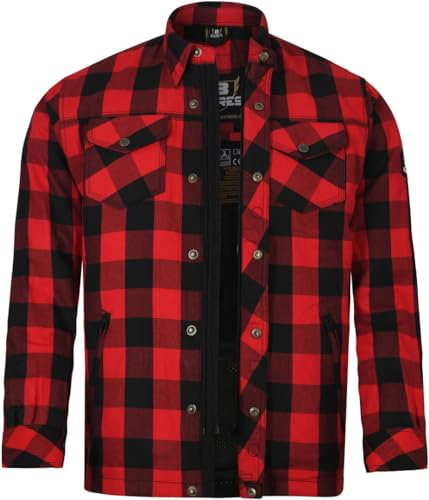 Bores Lumberjack jack-skjorta basic herr motorcykeljacka röd/svart, Röd / svart, 4XL