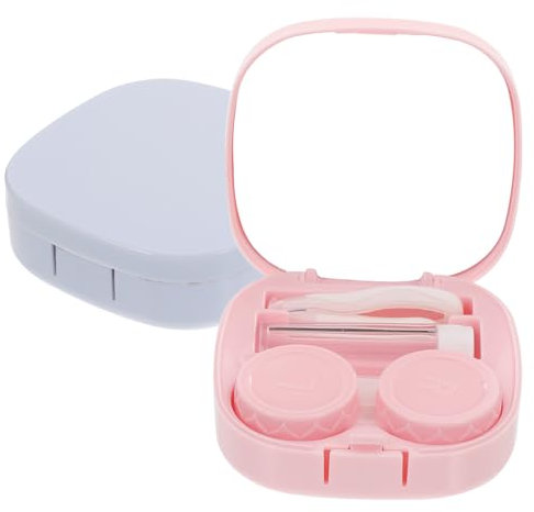 minkissy 2 Sets Case Travel Size Cute Colored Lenses Applicator Tool Kit with Mirror Solution Bottle for Daily Travel Outdoor