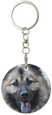 EgoMed Runder Metall-Schlüsselanhänger, Metall-Schlüsselanhänger, Autoschlüsselanhänger, Ringhalter, 1 Stück, Eurasier-Hund