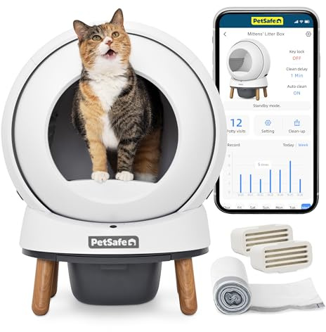 PetSafe ScoopFree SmartSpin Selbstreinigende Katzentoilette | Fortschrittliche Geruchsbekämpfung, Gesundheitsmonitor, App-gesteuert, Kompatibel mit Jeder Streu