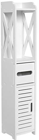 ZJchao Armario de Almacenamiento para Baño Mueble de Madera Blanca con Cajón Grande para Productos de Limpieza de Inodoros, Toallas, Cosméticos y Más, Ideal para Baños, Lavanderías