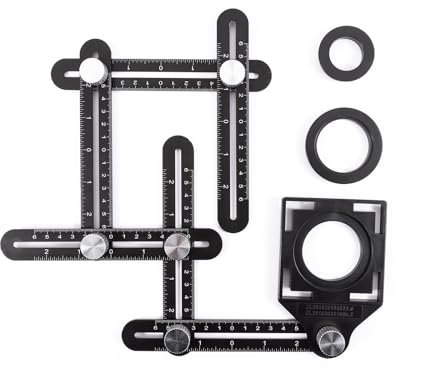 Dasqua Righello Multi-Funzione a 6 Lati - Misuratore Angolare in Lega di Alluminio per Misure Precise in Lavorazione del Legno, Piastrelle e Muratura