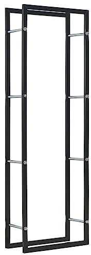 DIIDIIFF Kaminholzregale & -träger Brennholzregal Schwarz 50x20x150 cm Stahl Heim & Garten