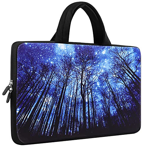 Mibbxea Funda de neopreno para portátil 12/15 pulgadas, bolsa tipo sleeve portátil para Chromebook/Ultrabook/Netbook, funda protectora para computadoras (Bosque de Luz Lunar, 15 a 15,6 pulgadas)