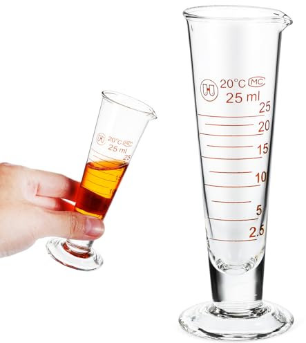 HAWILLOSCH Vaso Medidor De Vidrio 25 Ml Pequeño Escala Precisa, Resistente a Altas Temperaturas, Forma u Para Vertido Fácil, Adecuado Para Cocina y Laboratorio, Diseño Compacto y Resistente