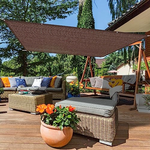 Grande tenda da 2,2 x 8 m, per giardino, patio, resistente ai raggi UV, antivento, vela ombreggiante per prato esterno, marrone