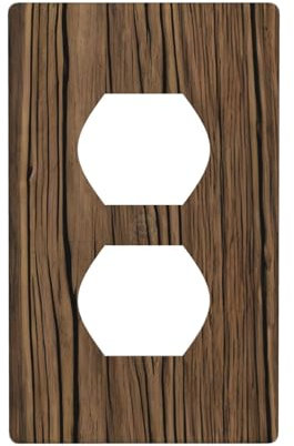 Placa de pared dúplex con impresión de grano de madera, placa de interruptor de luz eléctrica, placa frontal artística