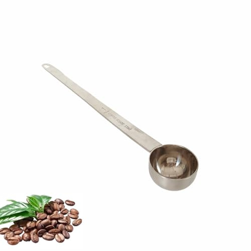 Stainless Steel Coffee Measuring Scoop Spoons with 9 Long Handle, 1 Tablespoon Tbsp 1 Teaspoon 15 ml Coffee Spoon for Ground Milk Powder, Tea Sugar Cereal, Espresso Making (Silver)