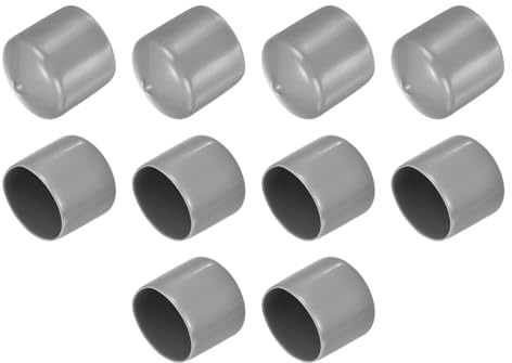sourcing map 10pcs Rubber End Caps 36mm ID Vinyl Round End Cap Cover Screw Thread Protector Light Grey