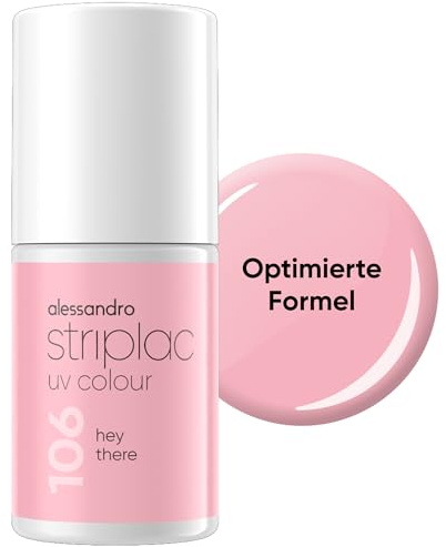 alessandro Striplac UV-Nagellack Hey There - Deckend & Kratzfest bis zu 15 Tage - Leichtes Auftragen - Schonende Abziehtechnologie - Vegan - Rosa, 6,5ml